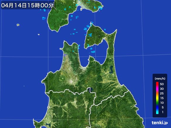 青森県の雨雲レーダー(2016年04月14日)