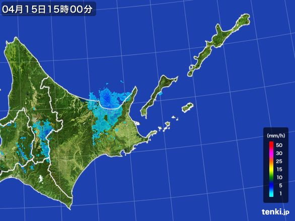 道東の雨雲レーダー(2016年04月15日)
