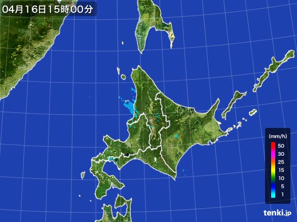 北海道地方の雨雲レーダー(2016年04月16日)