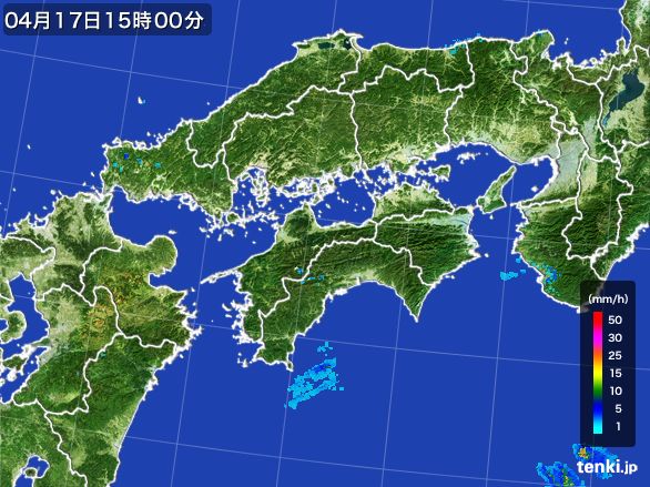 四国地方の雨雲レーダー(2016年04月17日)