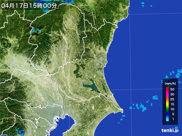 茨城県の雨雲レーダー(2016年04月17日)