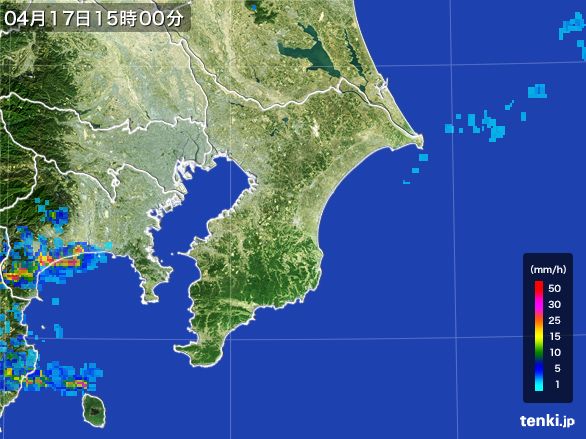 千葉県の雨雲レーダー(2016年04月17日)