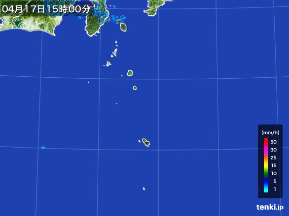 伊豆諸島(東京都)の雨雲レーダー(2016年04月17日)