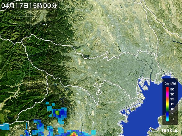 東京都の雨雲レーダー(2016年04月17日)