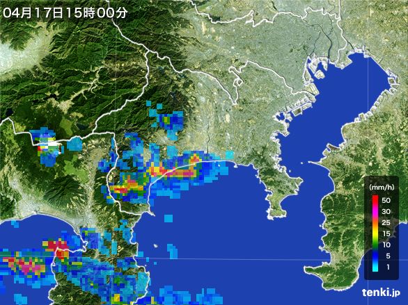 神奈川県の雨雲レーダー(2016年04月17日)