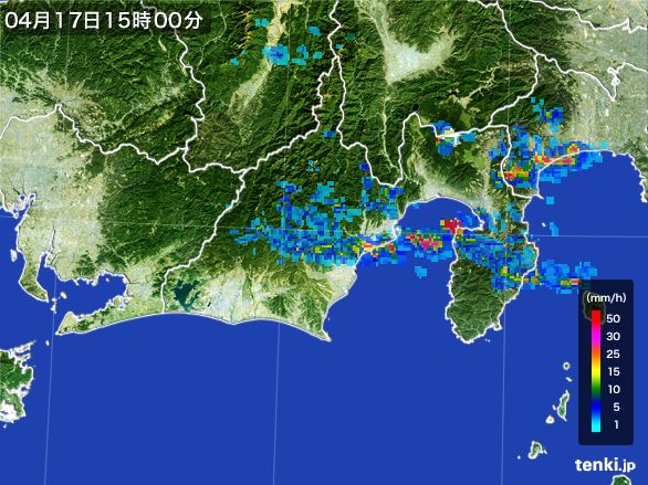 静岡県の雨雲レーダー(2016年04月17日)