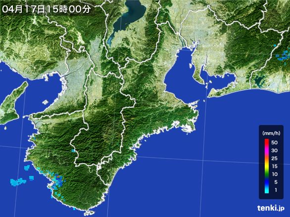 三重県の雨雲レーダー(2016年04月17日)