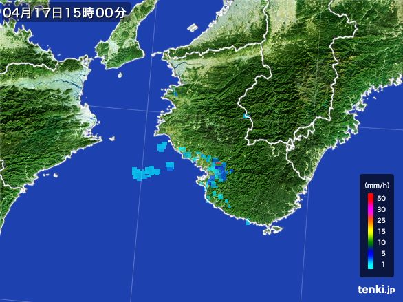 和歌山県の雨雲レーダー(2016年04月17日)