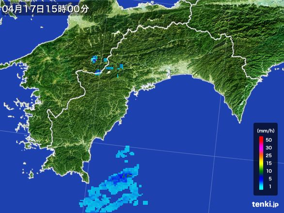 高知県の雨雲レーダー(2016年04月17日)