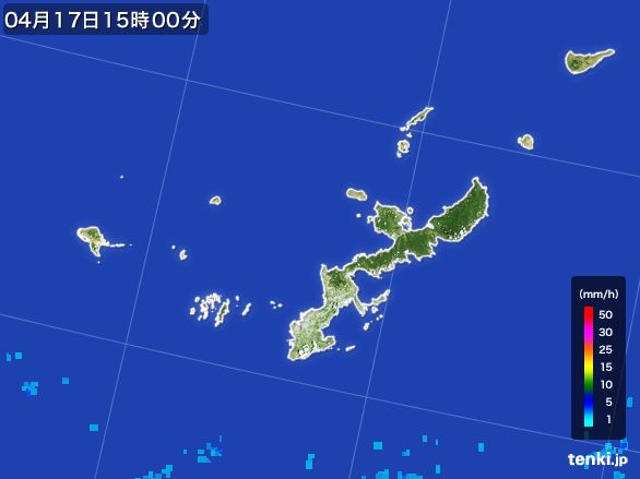 沖縄県の雨雲レーダー(2016年04月17日)