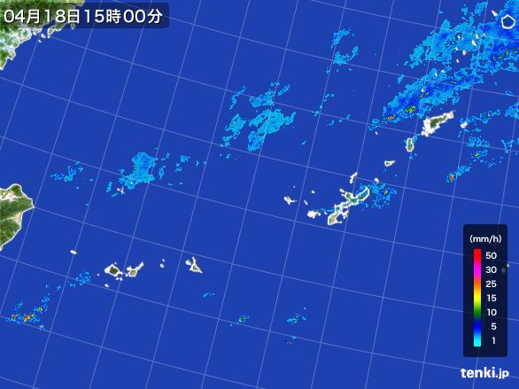 沖縄地方の雨雲レーダー(2016年04月18日)