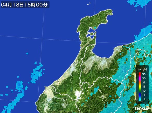 石川県の雨雲レーダー(2016年04月18日)