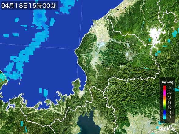 福井県の雨雲レーダー(2016年04月18日)