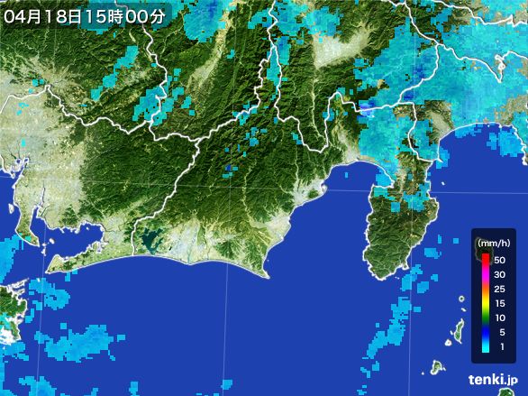 静岡県の雨雲レーダー(2016年04月18日)
