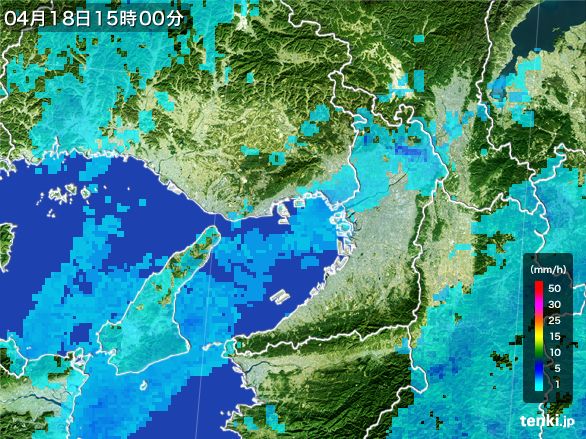 大阪府の雨雲レーダー(2016年04月18日)