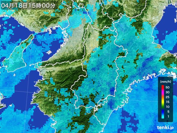 奈良県の雨雲レーダー(2016年04月18日)