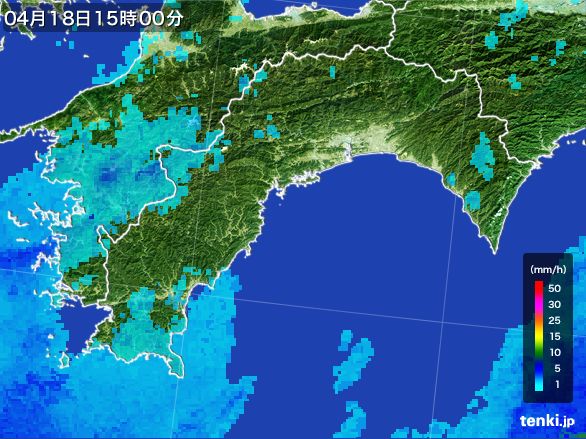 高知県の雨雲レーダー(2016年04月18日)