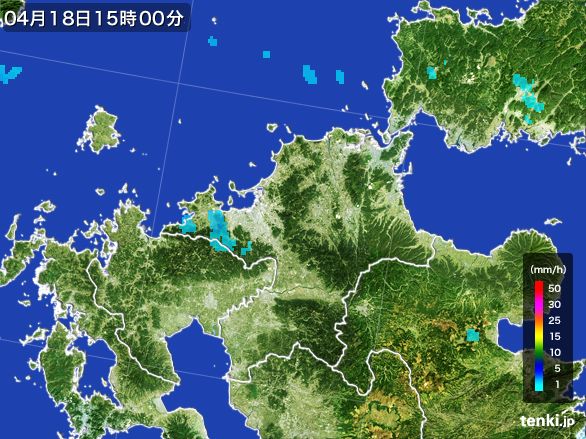 福岡県の雨雲レーダー(2016年04月18日)