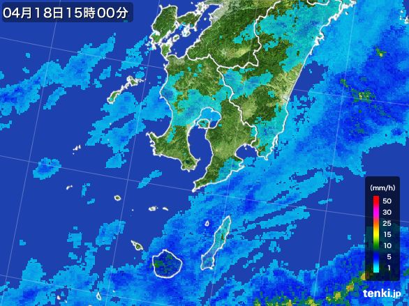 鹿児島県の雨雲レーダー(2016年04月18日)