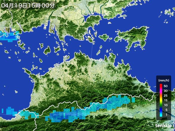 香川県の雨雲レーダー(2016年04月19日)