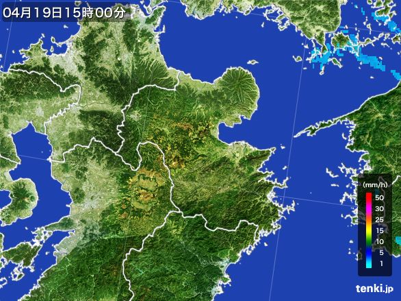 大分県の雨雲レーダー(2016年04月19日)