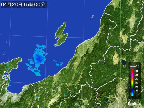 新潟県の雨雲レーダー(2016年04月20日)