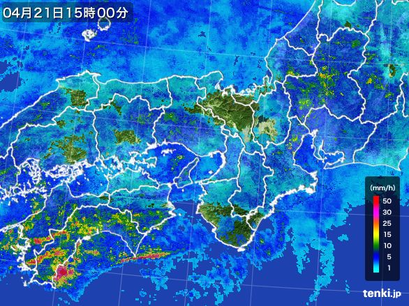 近畿地方の雨雲レーダー(2016年04月21日)