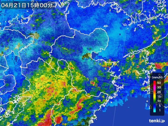 大分県の雨雲レーダー(2016年04月21日)