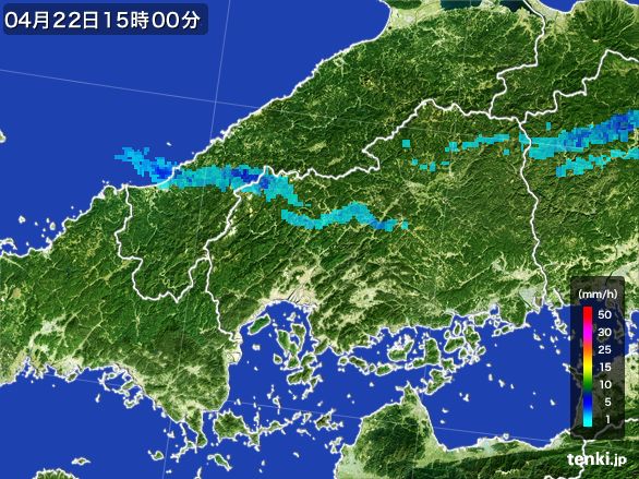 広島県の雨雲レーダー(2016年04月22日)