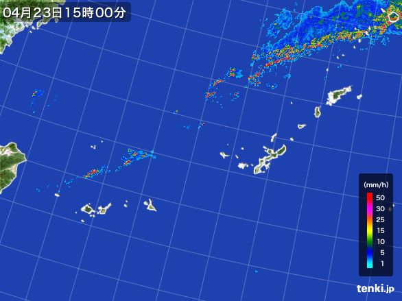 沖縄地方の雨雲レーダー(2016年04月23日)