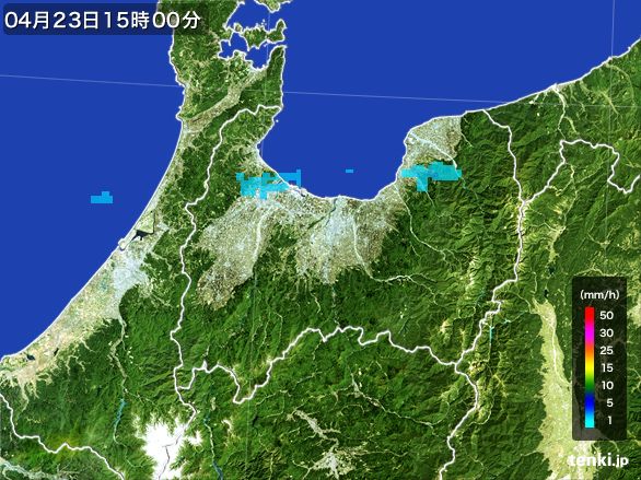 富山県の雨雲レーダー(2016年04月23日)