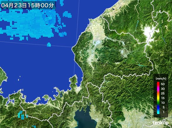 福井県の雨雲レーダー(2016年04月23日)