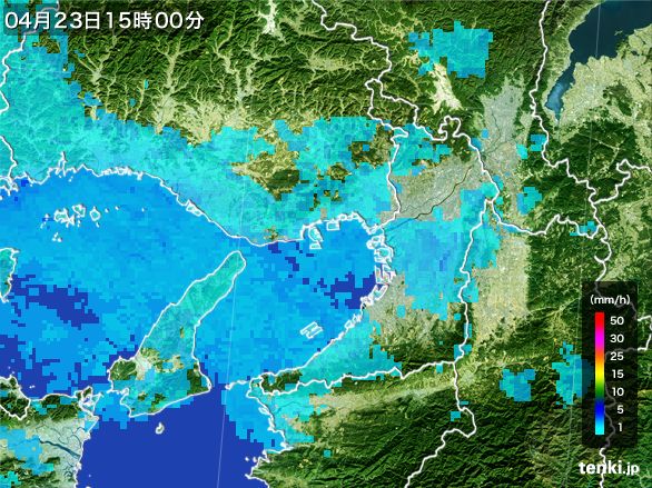 大阪府の雨雲レーダー(2016年04月23日)