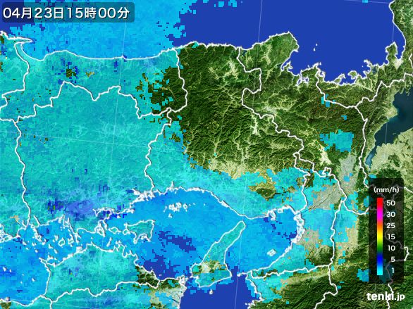 兵庫県の雨雲レーダー(2016年04月23日)
