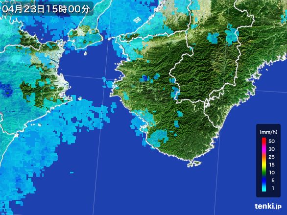 和歌山県の雨雲レーダー(2016年04月23日)