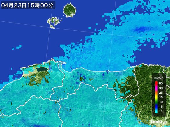 鳥取県の雨雲レーダー(2016年04月23日)