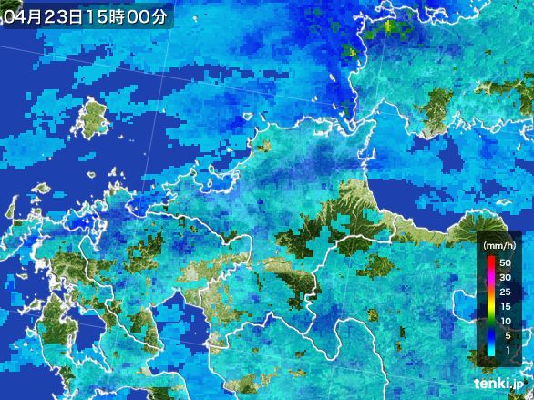 福岡県の雨雲レーダー(2016年04月23日)