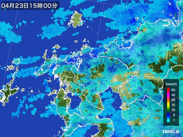 佐賀県の雨雲レーダー(2016年04月23日)