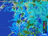 2016年04月23日の熊本県の雨雲レーダー