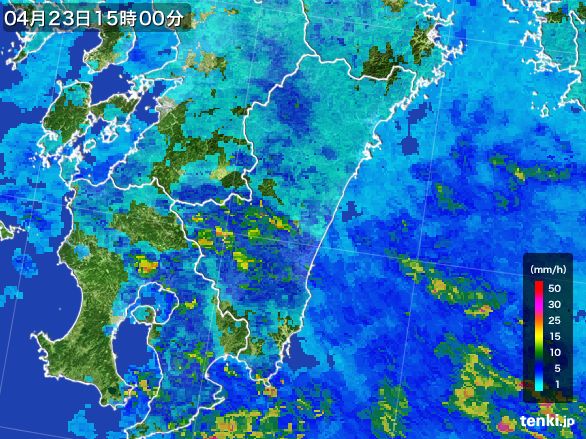 宮崎県の雨雲レーダー(2016年04月23日)