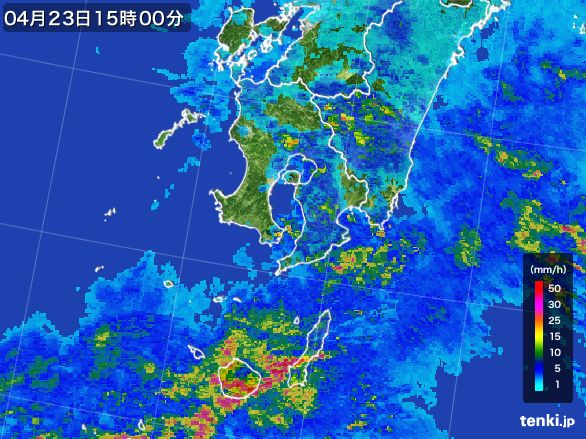 鹿児島県の雨雲レーダー(2016年04月23日)