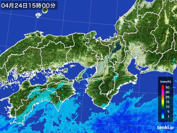 近畿地方の雨雲レーダー(2016年04月24日)