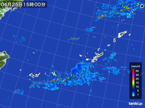 沖縄地方の雨雲レーダー(2016年04月25日)