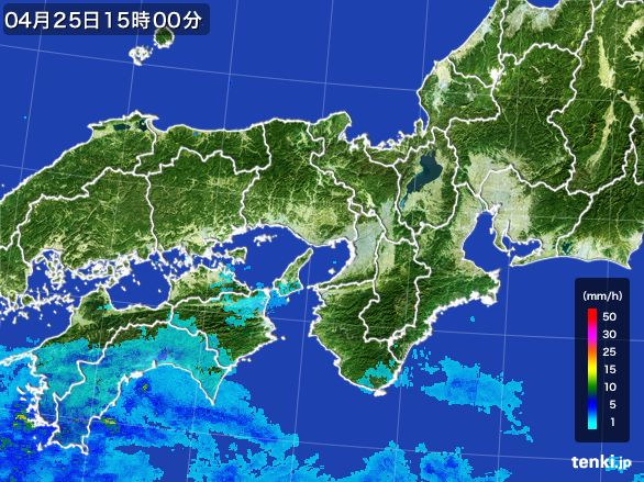 近畿地方の雨雲レーダー(2016年04月25日)