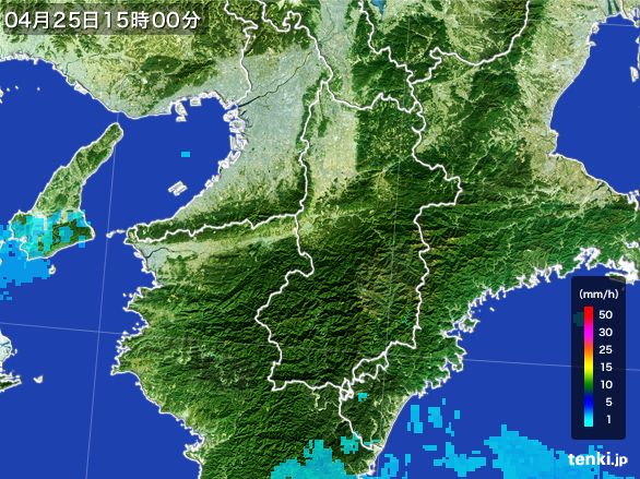 奈良県の雨雲レーダー(2016年04月25日)