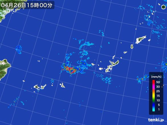 沖縄地方の雨雲レーダー(2016年04月26日)
