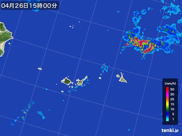 宮古・石垣・与那国(沖縄県)の雨雲レーダー(2016年04月26日)