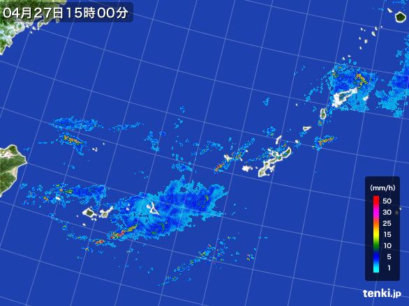 沖縄地方の雨雲レーダー(2016年04月27日)