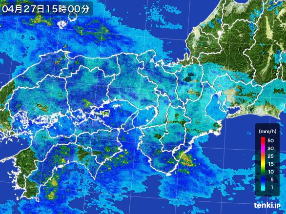 近畿地方の雨雲レーダー(2016年04月27日)