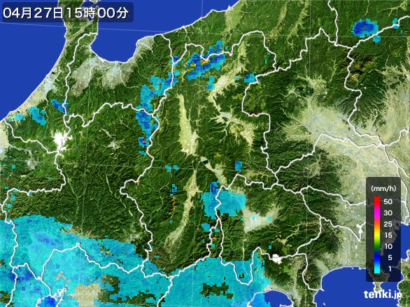 長野県の雨雲レーダー(2016年04月27日)